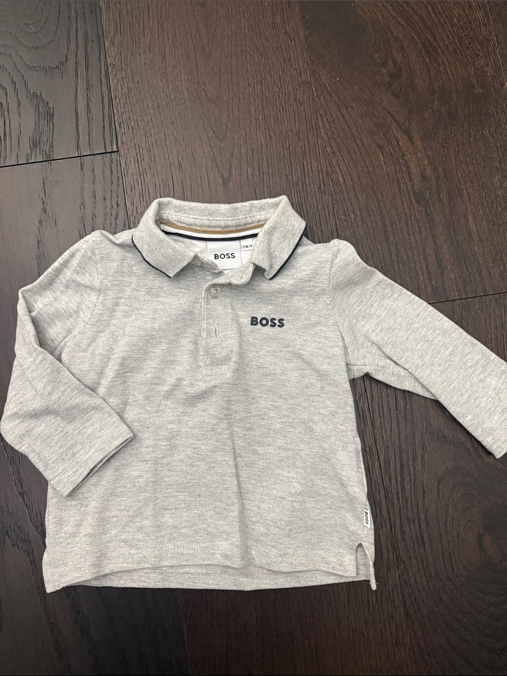 Hugo Boss Light Gray Boys Long-Sleeve Polo
